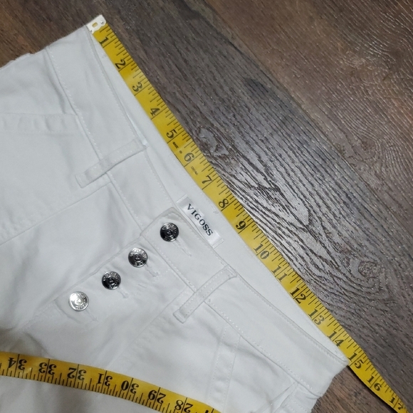Vigoss White Jean Matley Shorts High-Waisted Frayed Hem - Picture 6 of 9